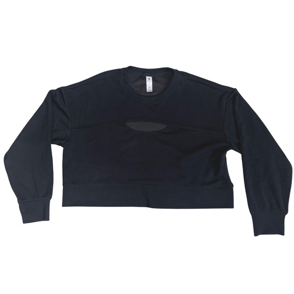 90 Degree By Reflex Tops - 90 Degree by Reflex Softlite Scuba Zoe Pullover Black Cutout Crop Sweatshirt XL